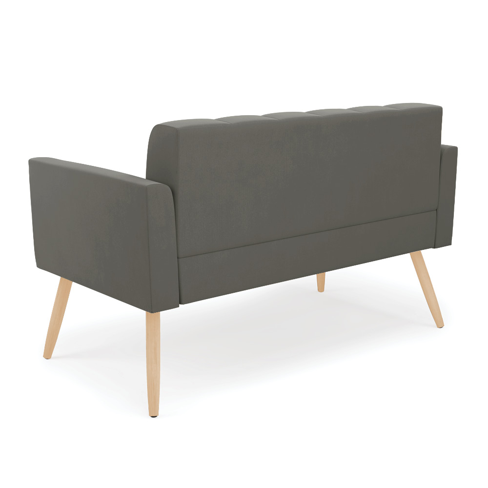 Sofá Namoradeira Elisa Suede Grafite Pés Palito Natural - D'Rossi