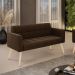 Sofá Namoradeira Elisa Suede Marrom Pés Palito Natural - D'Rossi