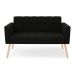 Sofá Namoradeira Elisa Suede Preto Pés Palito Natural - D'Rossi