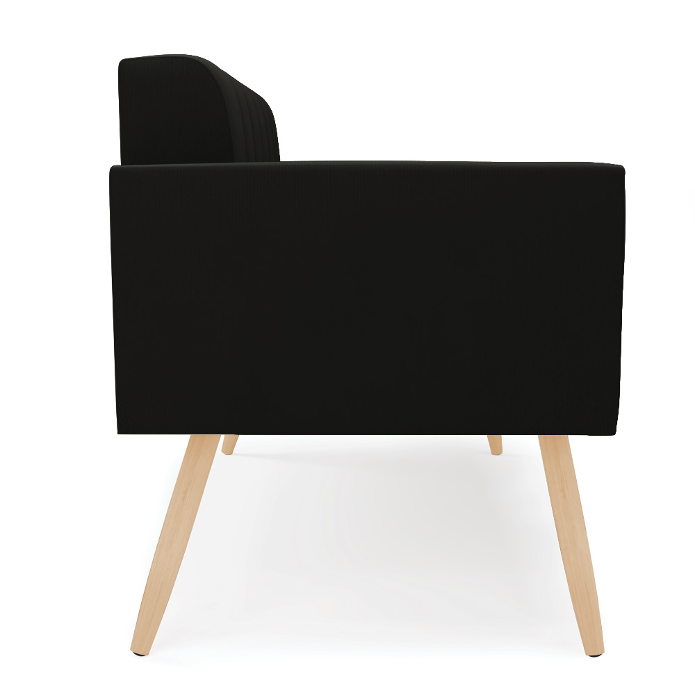 Sofá Namoradeira Elisa Suede Preto Pés Palito Natural - D'Rossi