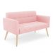 Sofá Namoradeira Elisa Suede Rosa Bebê Pés Palito Natural - D'Rossi