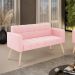 Sofá Namoradeira Elisa Suede Rosa Bebê Pés Palito Natural - D'Rossi