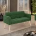 Sofá Namoradeira Elisa Suede Verde Pés Palito Natural  - D'Rossi