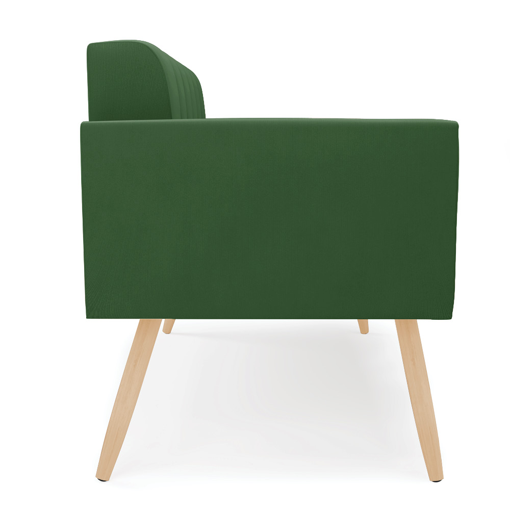 Sofá Namoradeira Elisa Suede Verde Pés Palito Natural  - D'Rossi