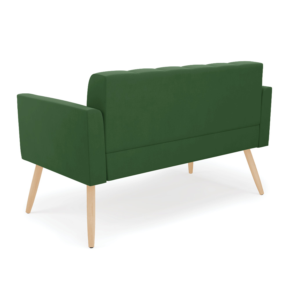 Sofá Namoradeira Elisa Suede Verde Pés Palito Natural  - D'Rossi