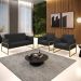 Sofá Namoradeira com 2 Poltronas Base Industrial Alta Dourado Marisa Corino Preto D03 - D'Rossi