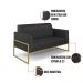 Sofá Namoradeira com 2 Poltronas Base Industrial Alta Dourado Marisa Corino Preto D03 - D'Rossi