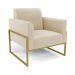 Sofá Namoradeira com 2 Poltronas Base Industrial Alta Dourado Marisa Suede Bege D03 - D'Rossi