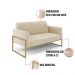 Sofá Namoradeira com 2 Poltronas Base Industrial Alta Dourado Marisa Suede Bege D03 - D'Rossi