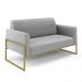 Sofá Namoradeira com 2 Poltronas Base Industrial Alta Dourado Marisa Suede Cinza D03 - D'Rossi