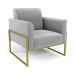 Sofá Namoradeira com 2 Poltronas Base Industrial Alta Dourado Marisa Suede Cinza D03 - D'Rossi