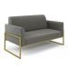 Sofá Namoradeira com 2 Poltronas Base Industrial Alta Dourado Marisa Suede Grafite D03 - D'Rossi
