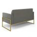 Sofá Namoradeira com 2 Poltronas Base Industrial Alta Dourado Marisa Suede Grafite D03 - D'Rossi
