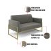 Sofá Namoradeira com 2 Poltronas Base Industrial Alta Dourado Marisa Suede Grafite D03 - D'Rossi