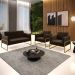 Sofá Namoradeira com 2 Poltronas Base Industrial Alta Dourado Marisa Suede Marrom D03 - D'Rossi
