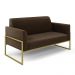 Sofá Namoradeira com 2 Poltronas Base Industrial Alta Dourado Marisa Suede Marrom D03 - D'Rossi