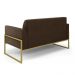 Sofá Namoradeira com 2 Poltronas Base Industrial Alta Dourado Marisa Suede Marrom D03 - D'Rossi