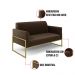 Sofá Namoradeira com 2 Poltronas Base Industrial Alta Dourado Marisa Suede Marrom D03 - D'Rossi