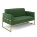 Sofá Namoradeira com 2 Poltronas Base Industrial Alta Dourado Marisa Suede Verde D03 - D'Rossi