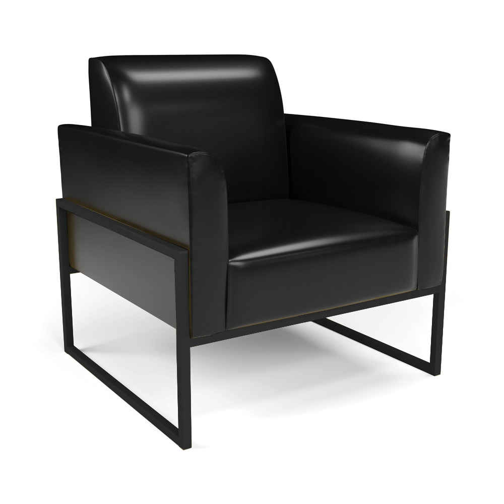 Sofá Namoradeira com 2 Poltronas Base Industrial Alta Preto Marisa Corano Preto D03 - D'Rossi