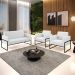Sofá Namoradeira com 2 Poltronas Base Industrial Alta Preto Marisa Corino Branco D03 - D'Rossi