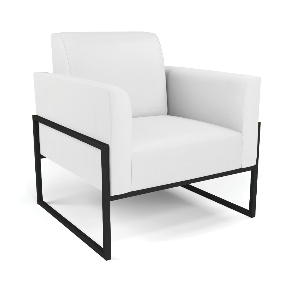 Sofá Namoradeira com 2 Poltronas Base Industrial Alta Preto Marisa Corino Branco D03 - D'Rossi