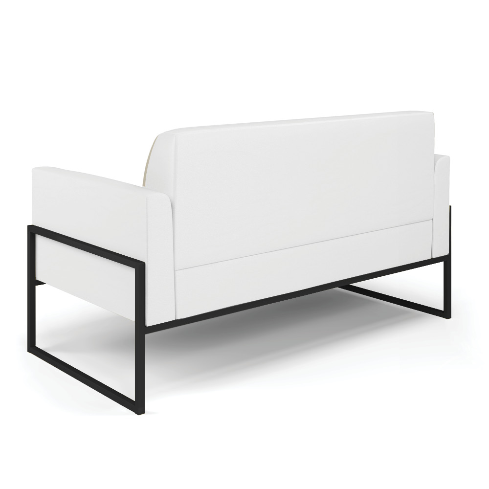 Sofá Namoradeira com 2 Poltronas Base Industrial Alta Preto Marisa Corino Branco D03 - D'Rossi