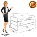Sofá Namoradeira com 2 Poltronas Base Industrial Alta Preto Marisa Corino Branco D03 - D'Rossi