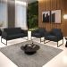 Sofá Namoradeira com 2 Poltronas Base Industrial Alta Preto Marisa Corino Preto D03 - D'Rossi