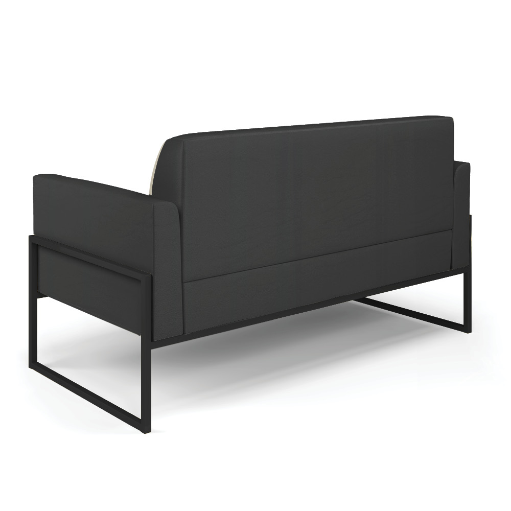 Sofá Namoradeira com 2 Poltronas Base Industrial Alta Preto Marisa Corino Preto D03 - D'Rossi