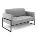 Sofá Namoradeira com 2 Poltronas Base Industrial Alta Preto Marisa Suede Cinza D03 - D'Rossi
