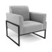 Sofá Namoradeira com 2 Poltronas Base Industrial Alta Preto Marisa Suede Cinza D03 - D'Rossi