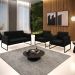 Sofá Namoradeira com 2 Poltronas Base Industrial Alta Preto Marisa Suede Preto D03 - D'Rossi