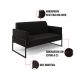 Sofá Namoradeira com 2 Poltronas Base Industrial Alta Preto Marisa Suede Preto D03 - D'Rossi