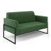 Sofá Namoradeira com 2 Poltronas Base Industrial Alta Preto Marisa Suede Verde D03 - D'Rossi