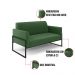 Sofá Namoradeira com 2 Poltronas Base Industrial Alta Preto Marisa Suede Verde D03 - D'Rossi