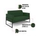 Sofá Namoradeira com 2 Poltronas Base Industrial Alta Preto Marisa Veludo Verde D03 - D'Rossi