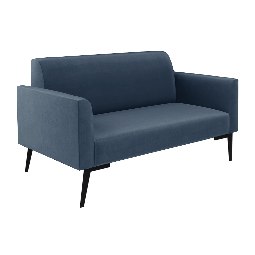 Sofá Namoradeira com 2 Poltronas Pés Villach Marisa Suede Azul Marinho D03 - D'Rossi