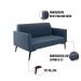 Sofá Namoradeira com 2 Poltronas Pés Villach Marisa Suede Azul Marinho D03 - D'Rossi