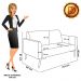 Sofá Namoradeira com 2 Poltronas Pés Villach Marisa Suede Azul Marinho D03 - D'Rossi
