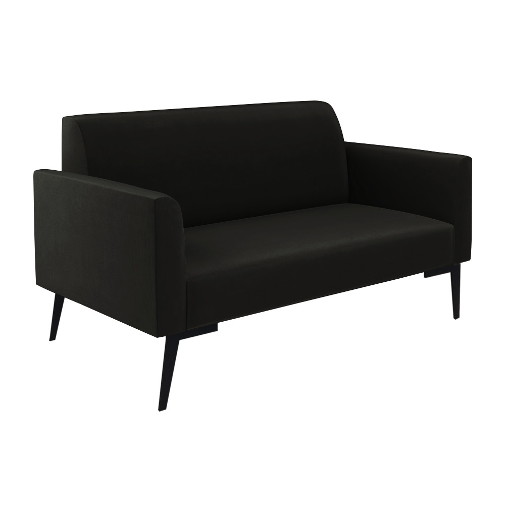 Sofá Namoradeira com 2 Poltronas Pés Villach Marisa Suede Preto D03 - D'Rossi