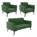 Sofá Namoradeira com 2 Poltronas Pés Villach Marisa Suede Verde D03 - D'Rossi