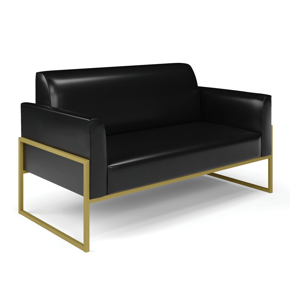 Sofá Namoradeira com Poltrona Base Industrial Alta Dourado Marisa Corano Preto D03 - D'Rossi