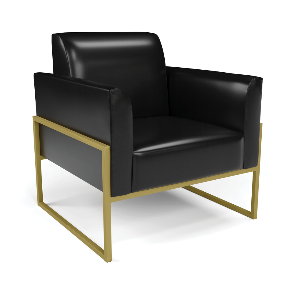 Sofá Namoradeira com Poltrona Base Industrial Alta Dourado Marisa Corano Preto D03 - D'Rossi