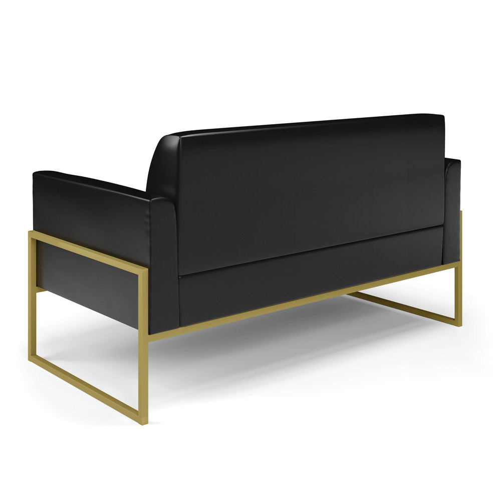Sofá Namoradeira com Poltrona Base Industrial Alta Dourado Marisa Corano Preto D03 - D'Rossi