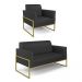 Sofá Namoradeira com Poltrona Base Industrial Alta Dourado Marisa Corino Preto D03 - D'Rossi