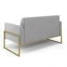 Sofá Namoradeira com Poltrona Base Industrial Alta Dourado Marisa Suede Cinza D03 - D'Rossi