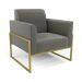 Sofá Namoradeira com Poltrona Base Industrial Alta Dourado Marisa Suede Grafite D03 - D'Rossi