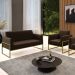 Sofá Namoradeira com Poltrona Base Industrial Alta Dourado Marisa Suede Marrom D03 - D'Rossi