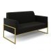 Sofá Namoradeira com Poltrona Base Industrial Alta Dourado Marisa Suede Preto D03 - D'Rossi